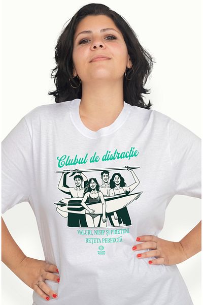 StoryGift Romania Tricou Femei Clubul de distractie, grup de prieteni la plaja, familie cu imprime WHT_XS