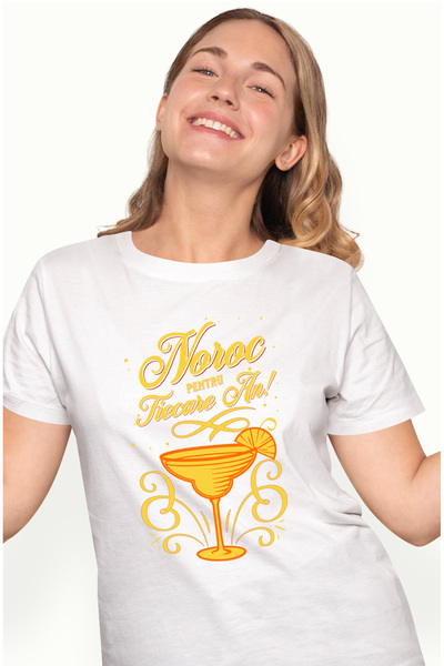 StoryGift Romania Tricou Femei Noroc pentru fiecare an! pahar sampanie bautur...