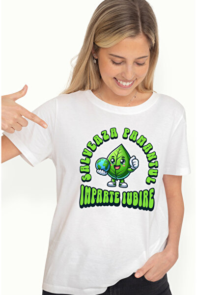 StoryGift Romania Tricou Femei frunza salveaza pamantul imparte iubirea cu im...