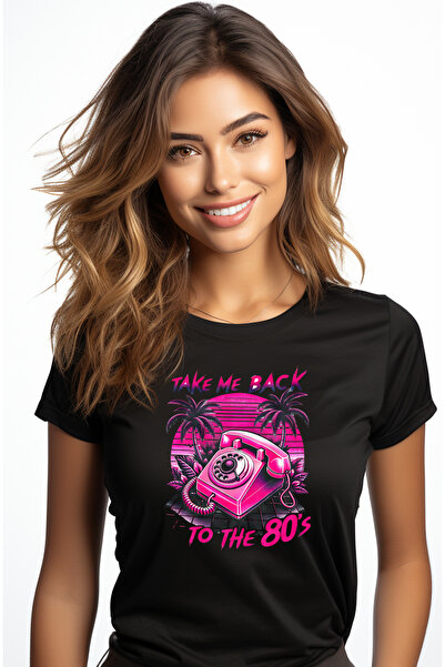 StoryGift Romania Tricou Femei cu mesajul "Take me back to the 80's", ilustra...