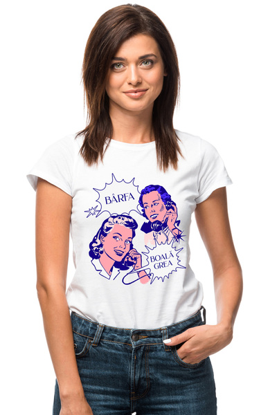 StoryGift Romania Tricou Femei Femei Barfa La Telefon Haios Text Boala Grea c...