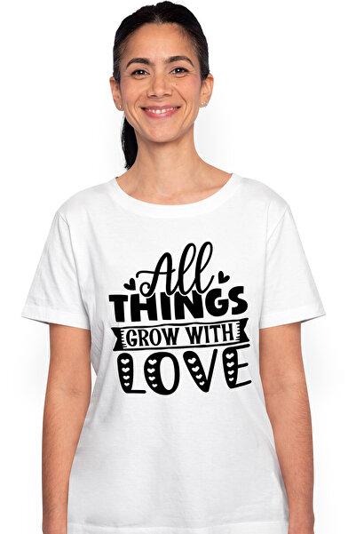 StoryGift Romania Tricou Femei cu mesajul "All things grow with love" - toate...