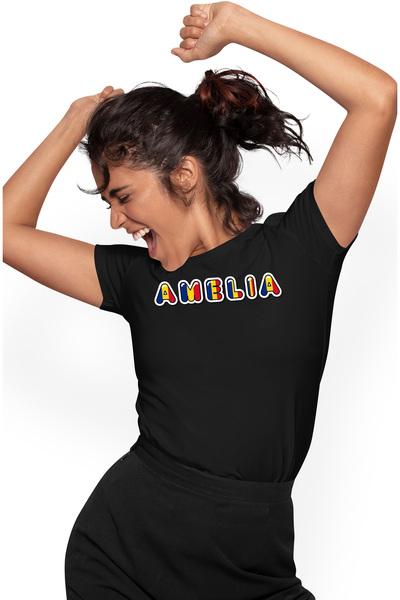 StoryGift Romania Tricou Femei Cu Numele Amelia, Romania, Suporter, Steagul R...