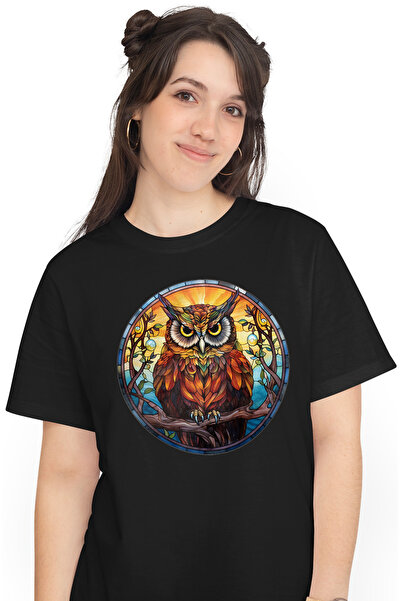 StoryGift Romania Tricou Femei cu o bufnita care are o privire furioasa, ilus...