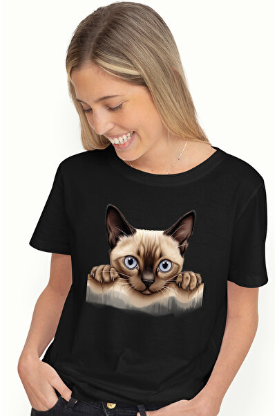 StoryGift Romania Tricou Femei cu o pisica agatata de gard, ilustratie, privi...