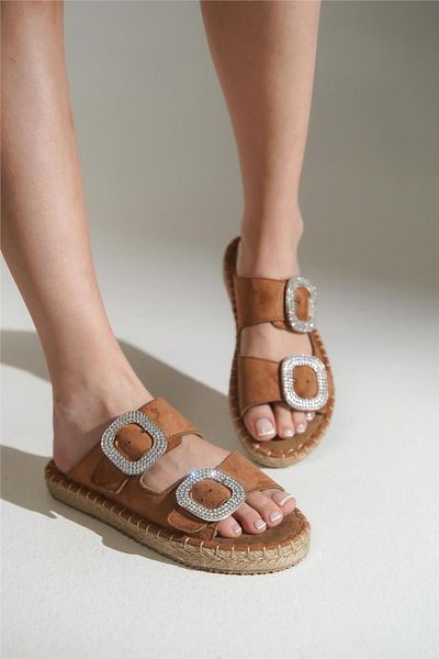 lovitto Straw Sole Stone Women's Slippers