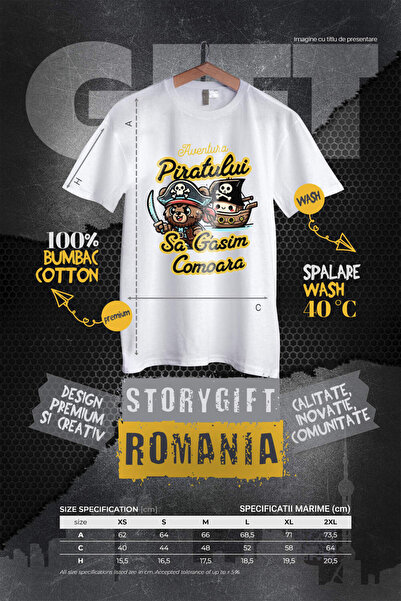 StoryGift Romania Tricou Femei cu Urs Cu Palarie De Pirat Craniu Sabie Ascutita Corabie Comoara De,White_M