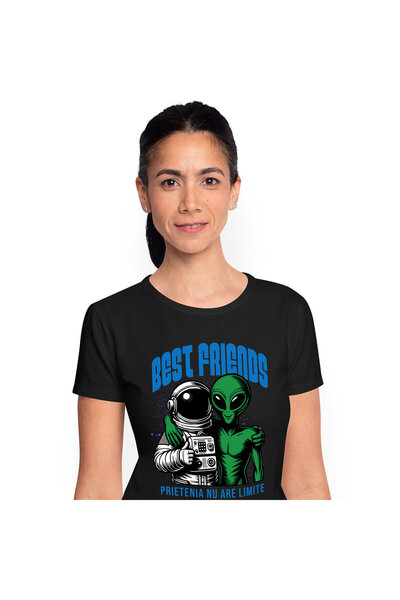 StoryGift Romania Tricou Femei cu Costum Astronaut Extraterestru Verde Cei Ma...
