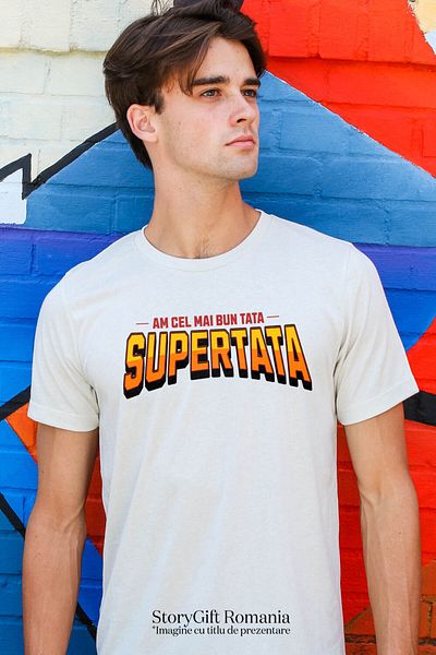 StoryGift Romania Tricou Barbati cu Design Stil Super Erou tataFamilie Copii Dragoste cu imprimeu ,White_S