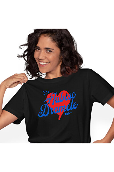 StoryGift Romania Tricou Femei cu Inima Rosie Stil Desen, Dragoste, Valentine...