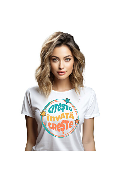 StoryGift Romania Tricou Femei cu Sfera Colorata Citeste Invata Creste Inspir...