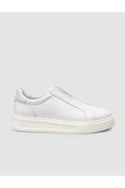 Cabani 100% Genuine Leather White Men's Sneakers