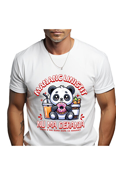 StoryGift Romania Tricou Barbati cu Urs Panda Cu Gogoasa Glazurata Fresh Port...