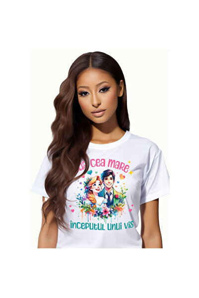StoryGift Romania Tricou Femei cu Portret Arat Curgatoare Ziua Nuntii Cuplu M...