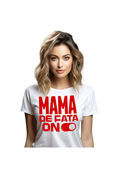 StoryGift Romania Tricou Femei cu Buton OF ON Iubire Mama De Fata Familie Dra...