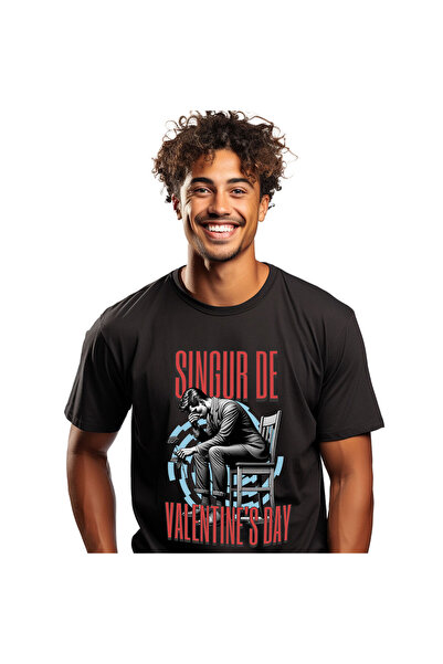 StoryGift Romania Tricou Barbati cu Barbat Trist Pe Scaun,Cu Trandafir, Inima...