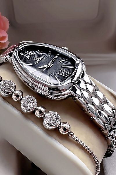 Homies Special Boxed Snake Model Women Wrist Watch Waterproof Silver Color Steel Cord Bracelet Hmb3018C4
