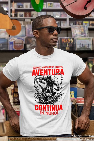 StoryGift Romania Tricou Barbati cu Barbat Pe Motor Viteza Noroi Lanturi Aventura Pasiune Motocicl,White_XS