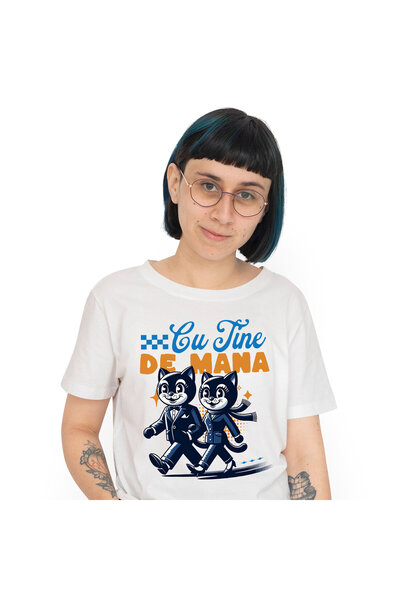 StoryGift Romania Tricou Femei cu Cuplu Pisici Vesele Se Tin De Mana, Iubire ...