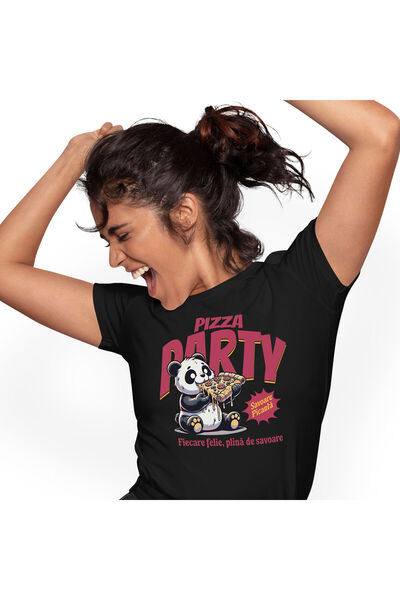 StoryGift Romania Tricou Femei cu Urs Panda Gras Cu Felie De Pizza Fast Food ...