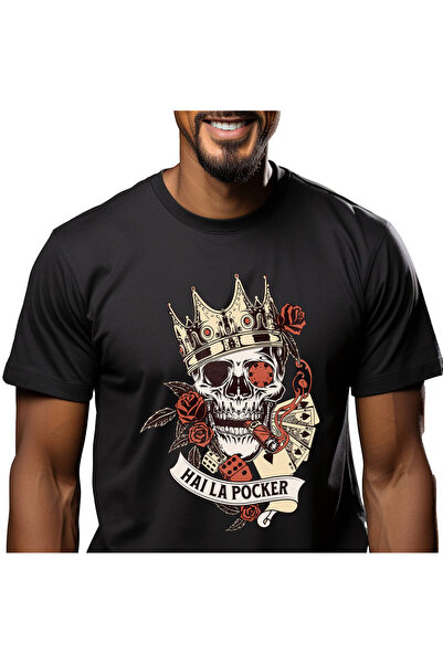 StoryGift Romania Tricou Barbati cu Craniu Uman Cu Coroana Regala Trabuc Tran...
