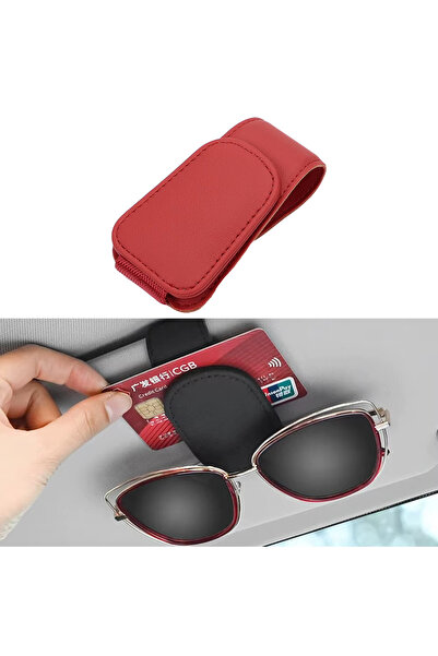 Microcase Universal Suni Deri Oto Güneş Gözlük Tutucu Askılık Mıknatıslı - AL...