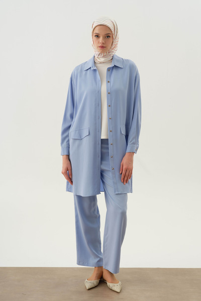 Tuğba Arka Bel Lastikli Pantolon - Açık Mavi