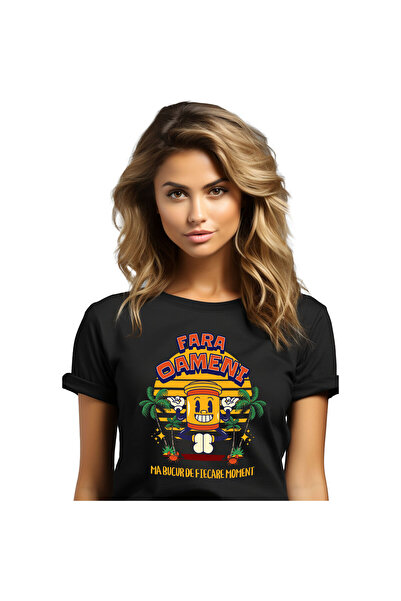 StoryGift Romania Tricou Femei cu Pahar Vesel In pozitie De Yoga Pe Plaja Tro...