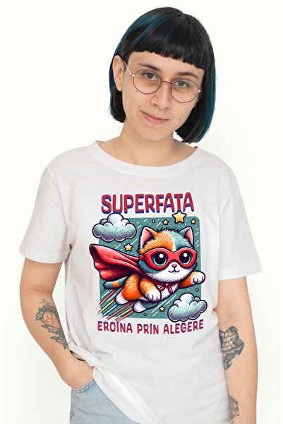 StoryGift Romania Tricou Femei Super Fata, SuperErou, Eroina Prin Alegere, cu...