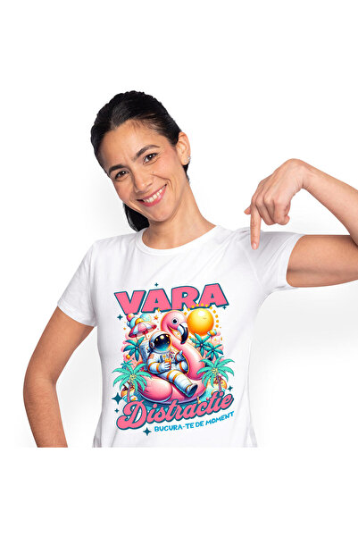 StoryGift Romania Tricou Femei cu Costum Spatial astronaut La Plaja Colac Pas...