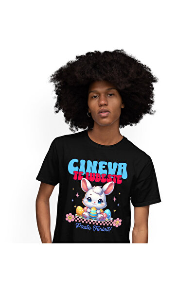 StoryGift Romania Tricou Barbati cu Iepure Alb Cu Ochii Albastru oua Colorate...