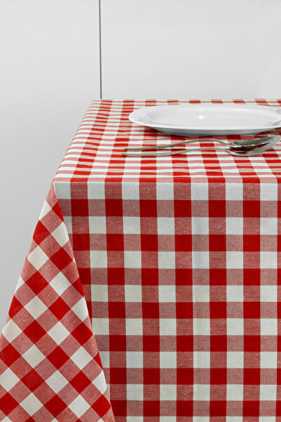 Soft Kare Kırmızı Büyük Kare Desen Pötikareli Masa Örtüsü, Sofra Bezi, Piknik Örtüsü