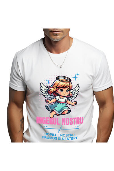 StoryGift Romania Tricou Barbati cu Fata Inger Cu Aripi Si Coroana De Inger, ...