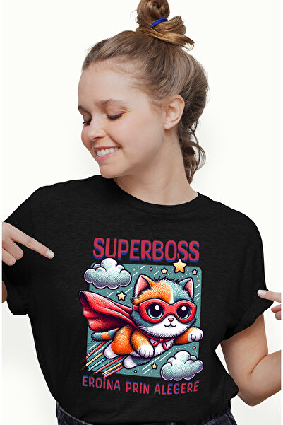 StoryGift Romania Tricou Femei Super Boss, SuperErou, Eroina Prin Alegere, cu...