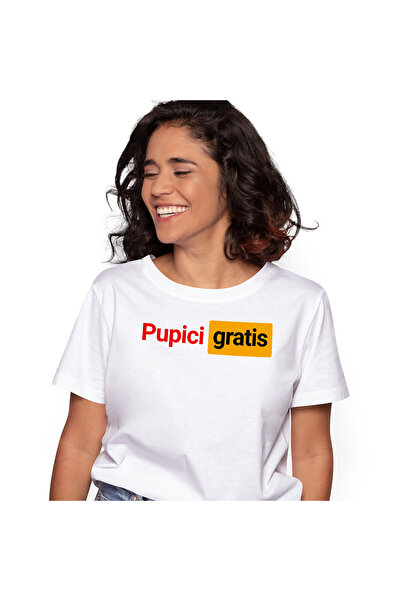 StoryGift Romania Tricou Femei cu Logo Haios Rosu Galben Text Iubire Pupici G...