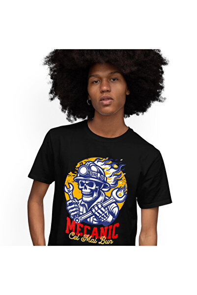 StoryGift Romania Tricou Barbati cu Schelete Uman Cu Palarie In Flacari Iubit...