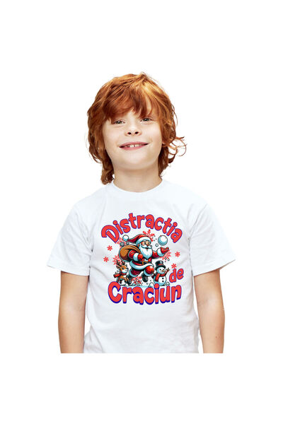 StoryGift Romania Tricou Copii cu Mos Craciun Bataie Cu Bulgari Ren Om De Zap...