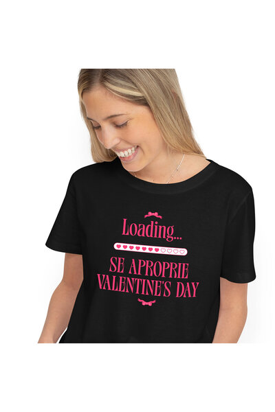 StoryGift Romania Tricou Femei cu Funda Roz bara Incarcare Valentine's Day, D...