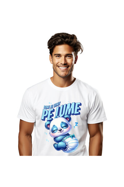 StoryGift Romania Tricou Barbati cu Urs Panda Bebe Cu scutec Copil, Nou-nascu...