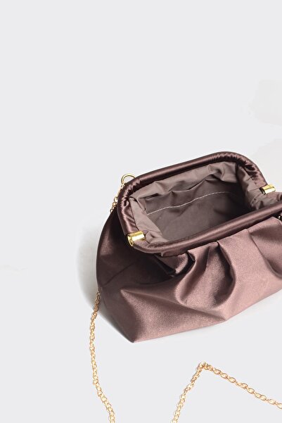 Berlesi Καφέ γυναικεία σατέν βραδινή τσάντα φόρεμα Clutch