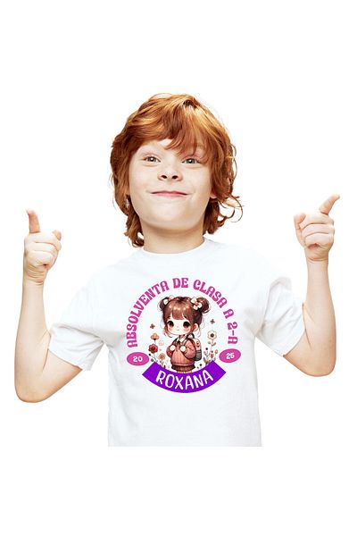 StoryGift Romania Tricou Copii cu Fata Scolarita Cu Breton Si Rucsac Absolvent Educatie Copii cu i,White_12ANI