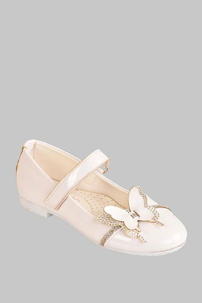 minibonito Girl's Anatomical Sole Stone Shiny Patent Leather Butterfly Ballerina Shoes