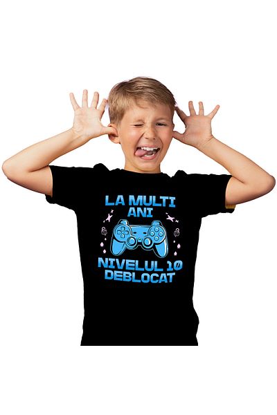 StoryGift Romania Kids T-Shirt with Video Game Controller Digital World, Gamer, Kids, Computer with Print, Black_6ANI