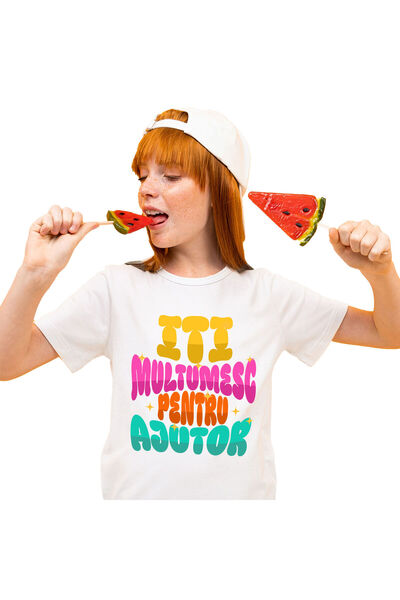 StoryGift Romania Tricou Copii cu Mesaj Colorat Cu Stele Stralucitoare Multic...