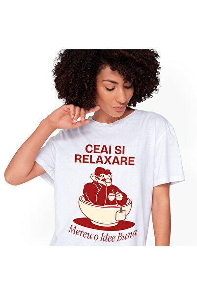 StoryGift Romania Tricou Femei cu Gorila Animal In Cana De Ceai Cu Plic, Rela...