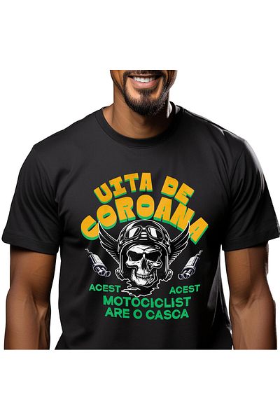 StoryGift Romania Tricou Barbati cu Craniu Uman Cu Aripi De Inger si Casca De Protectie Rege Pe So,Black_XL
