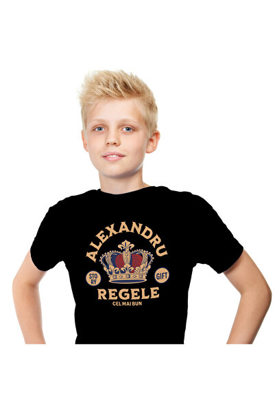 StoryGift Romania Tricou Copii cu Coroana De Rege Din Aur Domnitor , Desene A...
