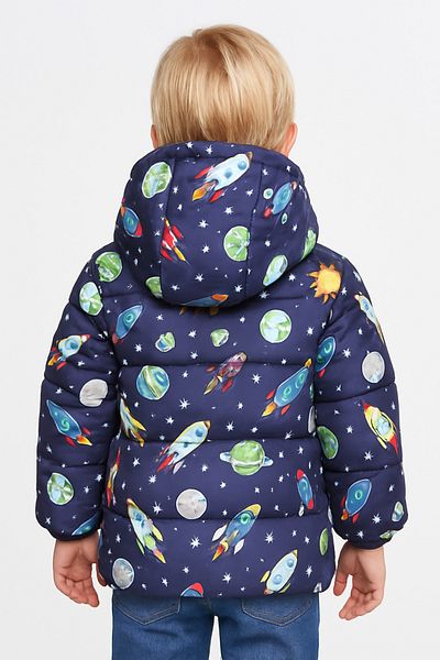 Montstop Purple Boy's Winter down Jacket with Fleece Inside and Hooded Pattern