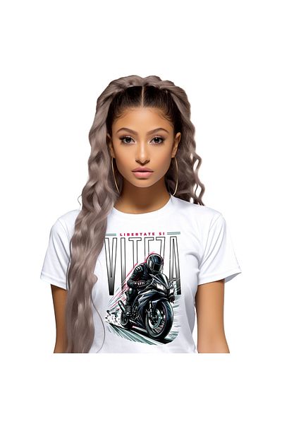 StoryGift Romania Tricou Femei cu Barbat Cu Echipament Pe Motor Viteza Adrenalina Libertate Si Vit,White_S