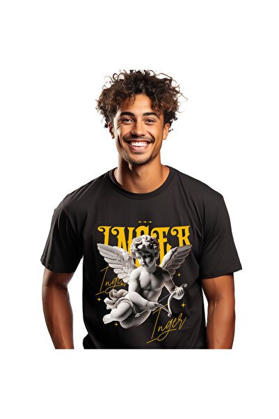 StoryGift Romania Tricou Barbati cu Copil Statuie Inger Cu Aripi Si Arc Ciu S...